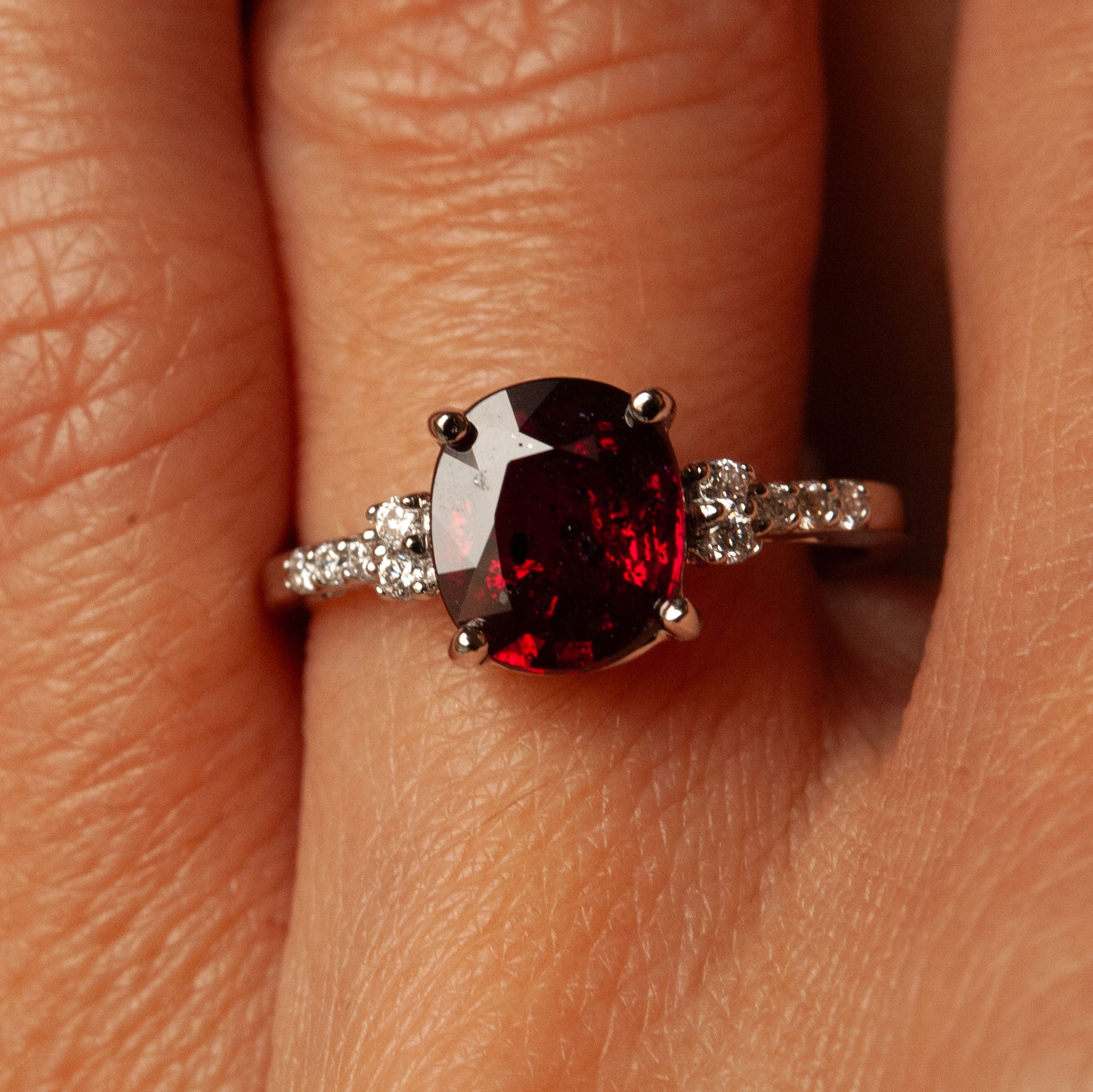 “Bessie” Gold Ring, ruby and diamonds