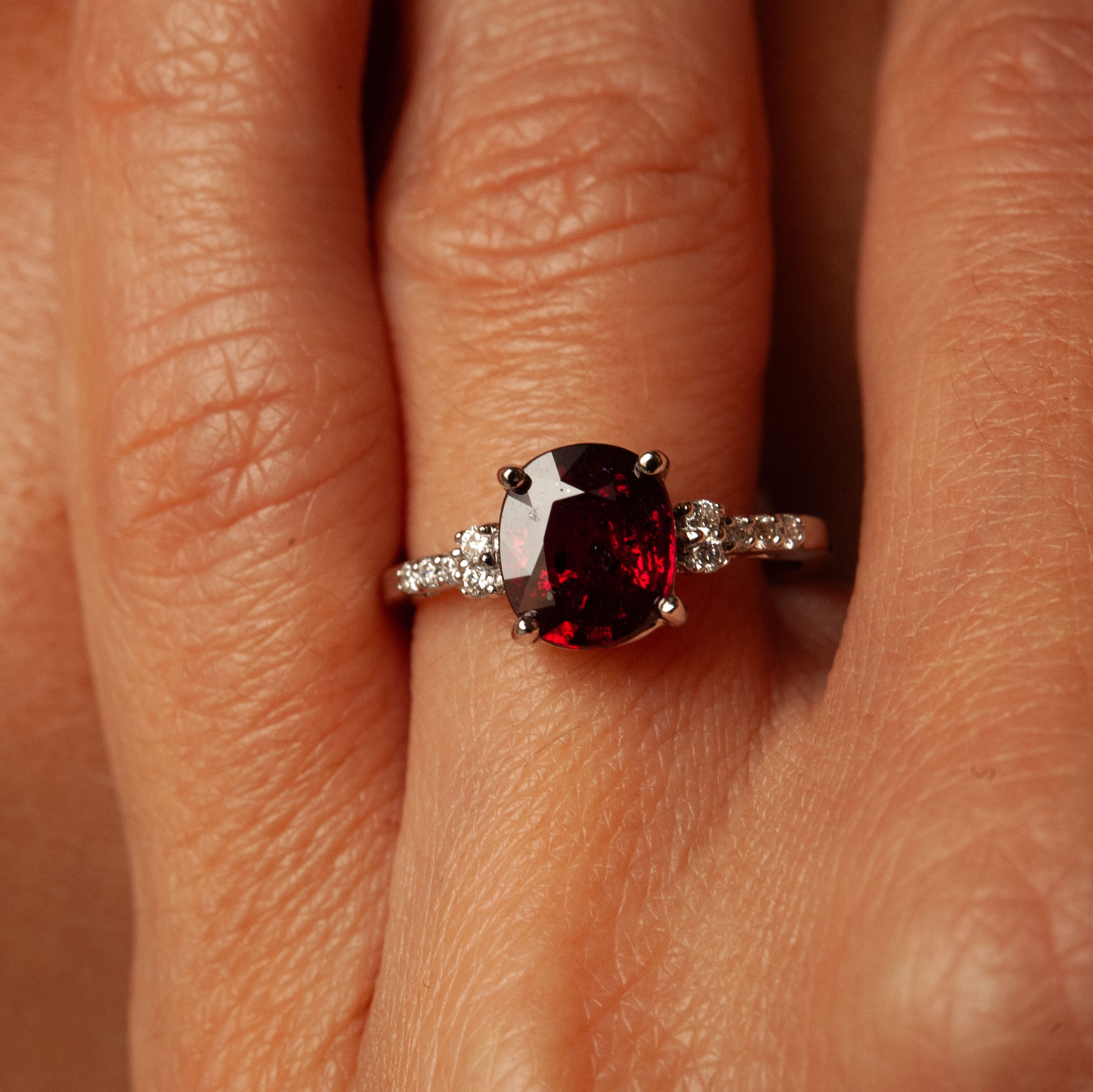 “Bessie” Gold Ring, ruby and diamonds