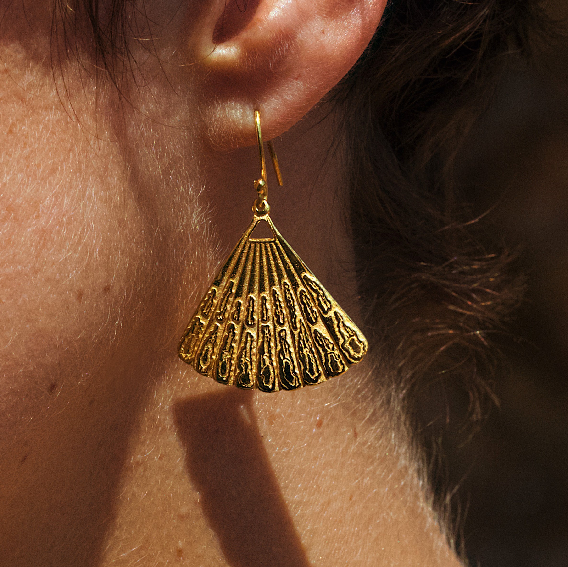 Licmophora earrings, 24 kt Gold Plated